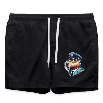 Capybara Police - Short de bain - noir - Devant - AI Model Male 185 light (185cm)