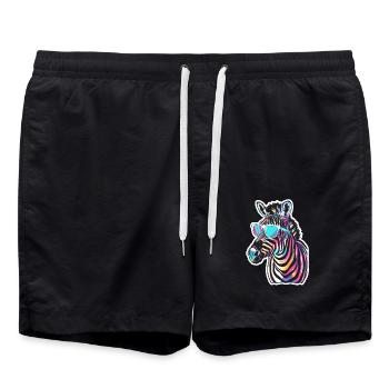 Lustiges Zebra mit Sonnenbrille für einen Zebra - Badeshorts - Schwarz - Vorne - AI Model Male 185 light (185cm)
