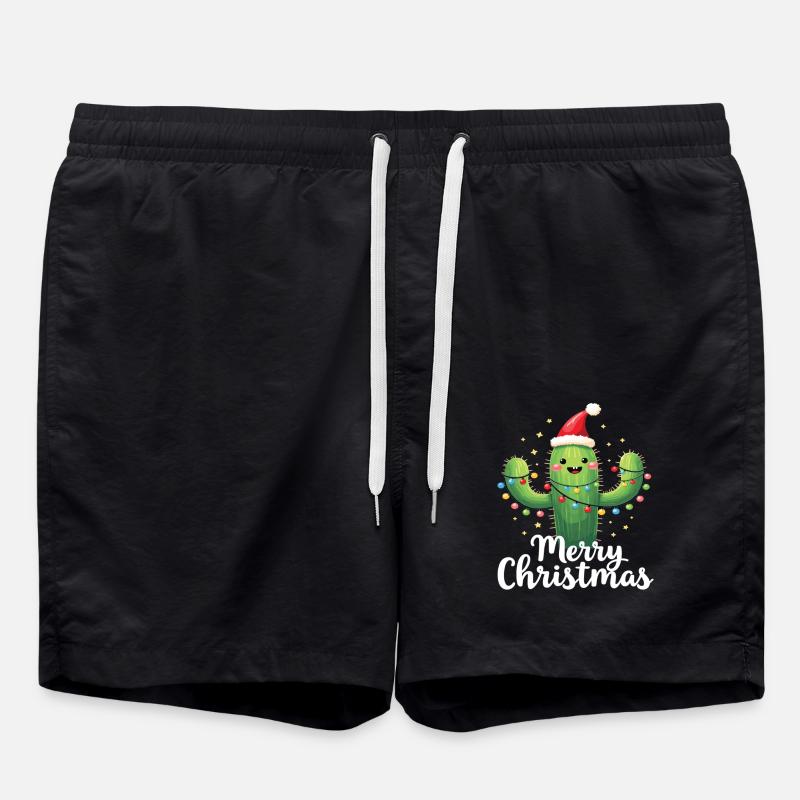 Cactus Christmas Cactus Cacti - Swim Trunks - black