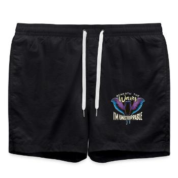 Manta Rays Beneath The Waves Scuba Diving Swimmer - Badeshorts - Schwarz - Vorne - AI Model Male 185 light (185cm)