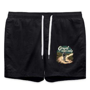 Gravel Vibes Only Gravel Bike Gravel Fahrrad - Badeshorts - Schwarz - Vorne - AI Model Male 185 light (185cm)