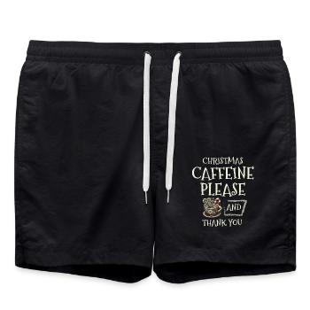 Caféine de Noël s’il vous plaît et merci Vœux de Noël - Short de bain - noir - Devant - AI Model Male 185 light (185cm)