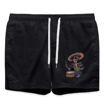 Tambours squelettes mexicains - Short de bain - noir - Devant - AI Model Male 185 light (185cm)