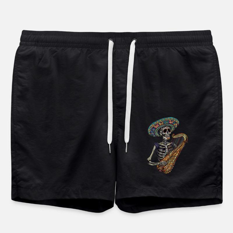 Harp Mexican Skeleton - Swim Trunks - black