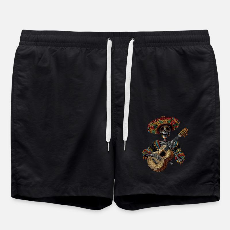 Ukulele Mexican Skeleton - Swim Trunks - black