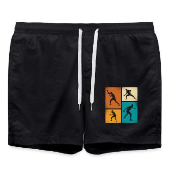 Silhouettes de tennis de table vintage dans un style rétro - Short de bain - noir - Devant - AI Model Male 185 light (185cm)