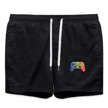 Birthday Boy Time to Level Up Birthday Gamer Boys - Short de bain - noir - Devant - AI Model Male 185 light (185cm)