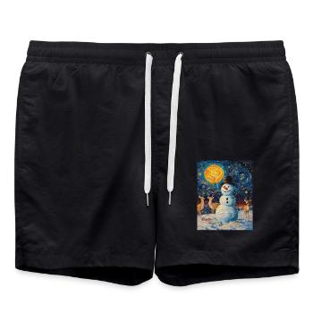 Snowman Christmas Decoration Women Men Children - Swim Trunks - black - Front - AI Model Male 185 light (185cm)