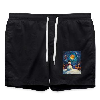 Schneemann Weihnachten Frauen Männer Kinder - Badeshorts - Schwarz - Vorne - AI Model Male 185 light (185cm)
