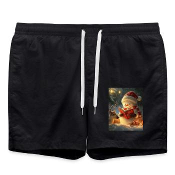 Schneemann Weihnachten Frauen Männer Kinder - Badeshorts - Schwarz - Vorne - AI Model Male 185 light (185cm)