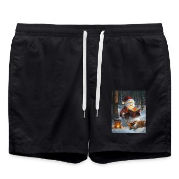 Schneemann Weihnachten Frauen Männer Kinder - Badeshorts - Schwarz - Vorne - AI Model Male 185 light (185cm)