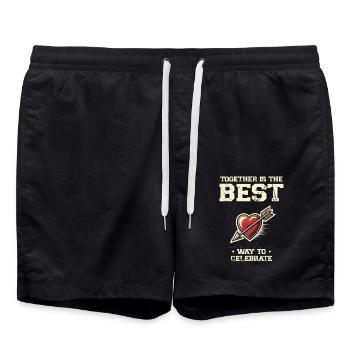 La meilleure façon de célébrer le Nouvel An en couple amoureux ensemble - Short de bain - noir - Devant - AI Model Male 185 light (185cm)