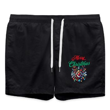 Merry Christmas wishes funny reindeer - Xmas - Swim Trunks - black - Front - AI Model Male 185 light (185cm)