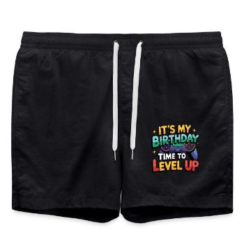 Birthday Boy Time to Level Up Birthday Gamer Boys - Short de bain - noir - Devant - AI Model Male 185 light (185cm)