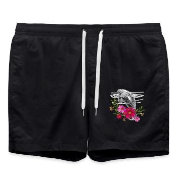 Manatee With Flowers - Swim Trunks - black - Front - AI Model Male 185 light (185cm)