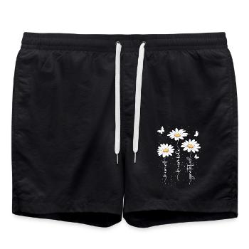 Summer Flowers Flower Inspiration Motivational Saying - Swim Trunks - black - Front - AI Model Male 185 light (185cm)