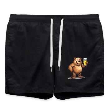 Cute Bear Drinking Beer 2 - Badeshorts - Schwarz - Vorne - AI Model Male 185 light (185cm)