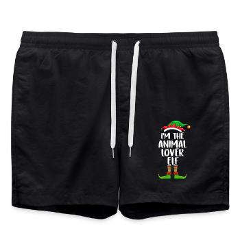 Je suis l’amoureux des animaux Elfe Famille assortie Noël - Short de bain - noir - Devant - AI Model Male 185 light (185cm)