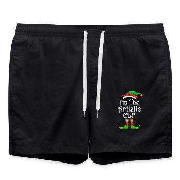 I'm The Artistic Elf Shirt Matching Family - Swim Trunks - black - Front - AI Model Male 185 light (185cm)