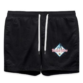 Buenos Aires Ville Argentine Rétro Tango Vintage - Short de bain - noir - Devant - AI Model Male 185 light (185cm)