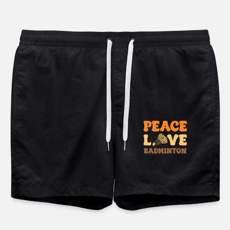 Peace Love Badminton Passion - Swim Trunks - black
