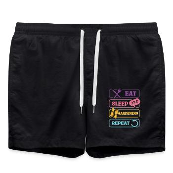 Eat Sleep Gardening Repeat Lustiger - Badeshorts - Schwarz - Vorne - AI Model Male 185 light (185cm)