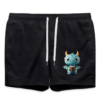 Verspielter blauer Drache – Fantasie für Leser - Badeshorts - Schwarz - Vorne - AI Model Male 185 light (185cm)