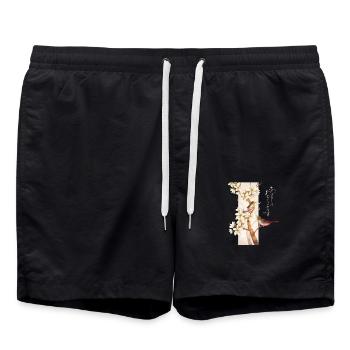 Fleur, Art du Nouvel An japonais, Floraisons japonaises - Short de bain - noir - Devant - AI Model Male 185 light (185cm)