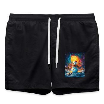 Snowman Christmas Decoration Women Men Children - Swim Trunks - black - Front - AI Model Male 185 light (185cm)
