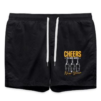 Cheers to a wine-rich New Year's wine celebration - Swim Trunks - black - Front - AI Model Male 185 light (185cm)