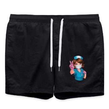 Lustige Krankenschwester mit Humor - Badeshorts - Schwarz - Vorne - AI Model Male 185 light (185cm)