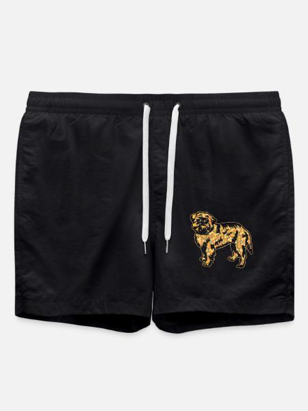 Brussels Griffon Geometric - Swim Trunks - black