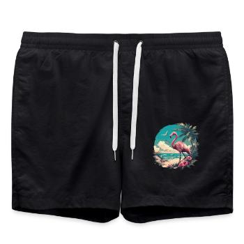 Flamants roses Flamant rose - Short de bain - noir - Devant - AI Model Male 185 light (185cm)