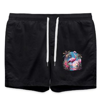 Flamants roses Flamant rose - Short de bain - noir - Devant - AI Model Male 185 light (185cm)