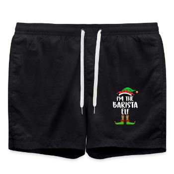 I'm The Barista Elf Shirt Matching Family - Swim Trunks - black - Front - AI Model Male 185 light (185cm)