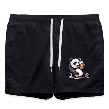 Cute Panda Drinking Beer 2 - Badeshorts - Schwarz - Vorne - AI Model Male 185 light (185cm)
