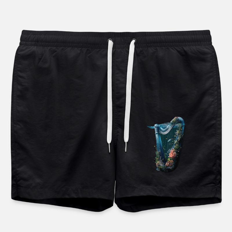 Fish Harp - Swim Trunks - black
