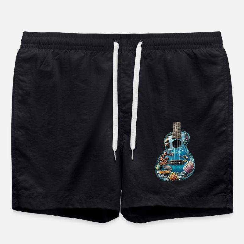 Fish Ukulele - Swim Trunks - black