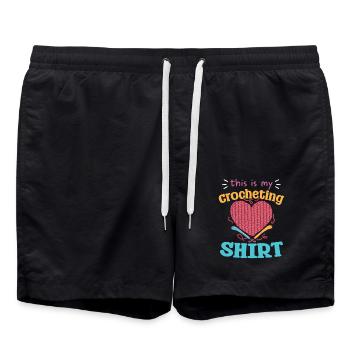 C’est mon cœur préféré à motif de chemise au crochet - Short de bain - noir - Devant - AI Model Male 185 light (185cm)