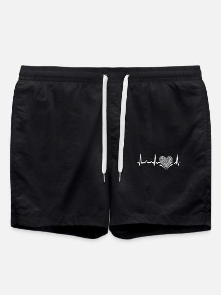Crochet heartbeat pattern love - Swim Trunks - black