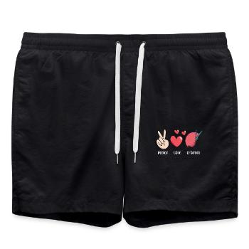 Peace Love Crochet Craft Art - Swim Trunks - black - Front - AI Model Male 185 light (185cm)