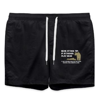 Bear Attack Tip: Feign Death for Attack - Swim Trunks - black - Front - AI Model Male 185 light (185cm)