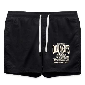 Chocolat chaud, nuits froides, toi à côté, amour de l’hiver - Short de bain - noir - Devant - AI Model Male 185 light (185cm)