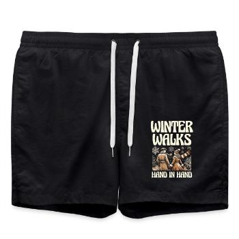 Promenades hivernales main dans la main, hiver romantique - Short de bain - noir - Devant - AI Model Male 185 light (185cm)