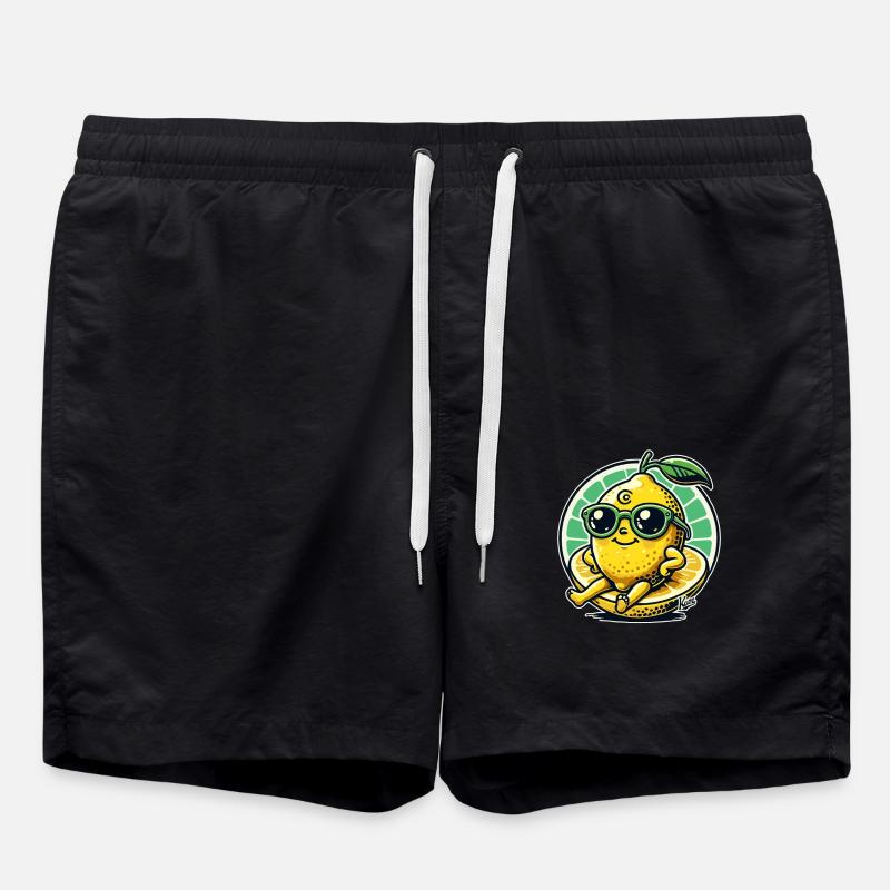 Frais, ensoleillé, heureux, citron - Short de bain - noir