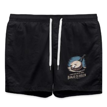 Banjo Spieler Bluegrass Musik Saiteninstrument - Badeshorts - Schwarz - Vorne - AI Model Male 185 light (185cm)