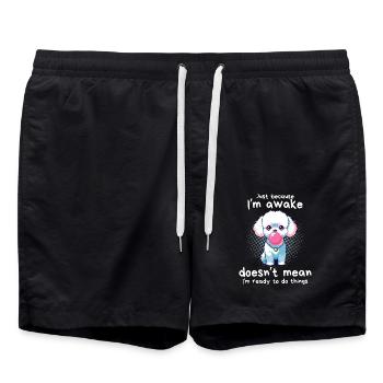 « Juste parce que je suis réveillé » Chien mignon avec chewing-gum - Short de bain - noir - Devant - AI Model Male 185 light (185cm)