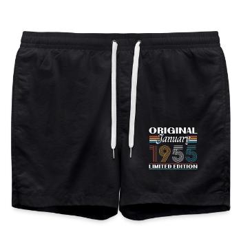 70 Ans Cadeau D'anniversaire Nées En Janvier 1955 - Short de bain - noir - Devant - AI Model Male 185 light (185cm)