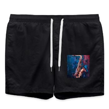 Saxophone - Swim Trunks - black - Front - AI Model Male 185 light (185cm)