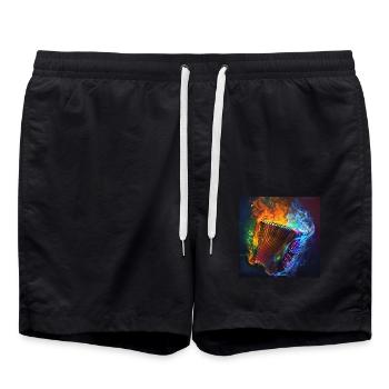 Accordéon - Short de bain - noir - Devant - AI Model Male 185 light (185cm)